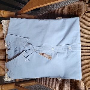 Faded Glory vintage oxford button down short sleeve, blue shirt. 2XL